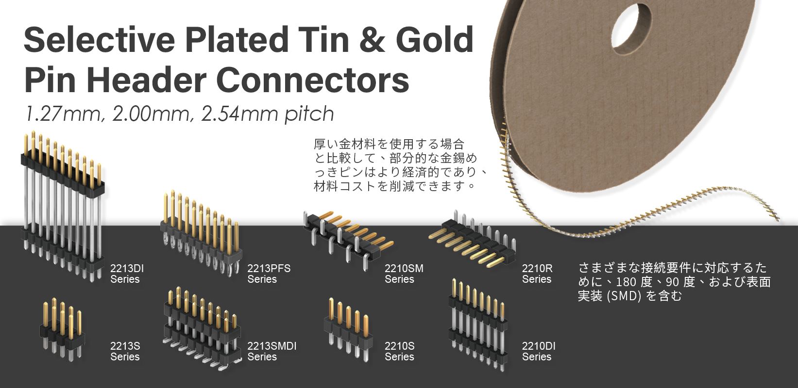 Selective Plated Tin & Gold Pin Header